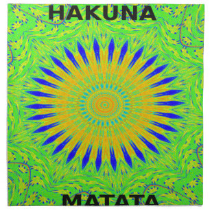 African Motif Design in Green and Gold Art Print Cloth Napkin