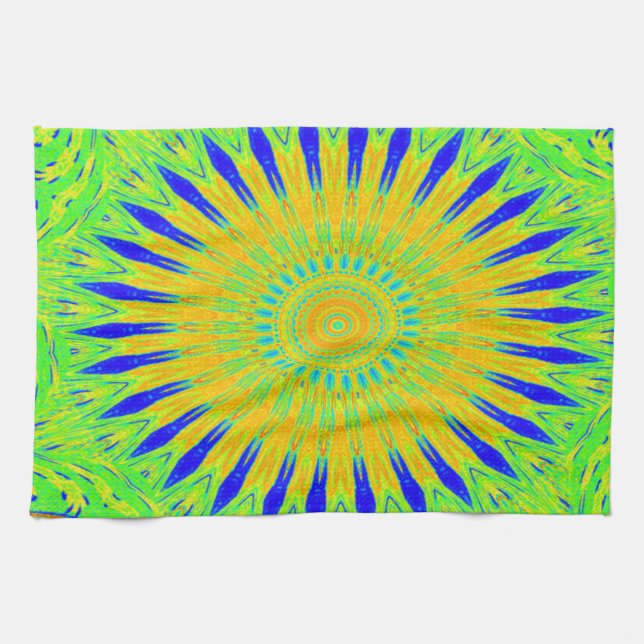 African Motif Design in Green and Gold Art Print Kitchen Towel (Horizontal)