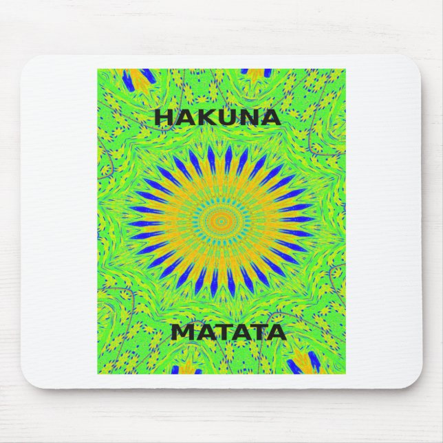 African Motif Design in Green and Gold Art Print Mouse Pad (Front)