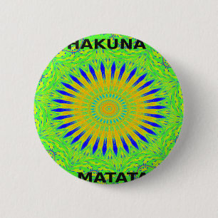African Motif Design in Green and Gold Art Print Pinback Button