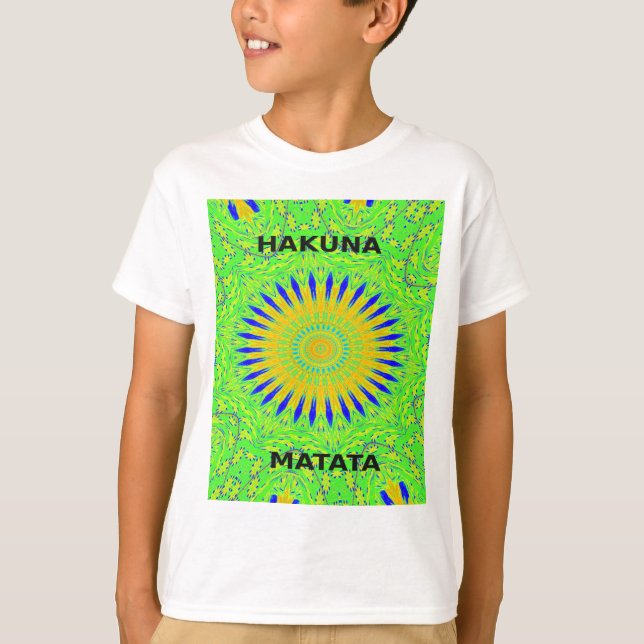African Motif Design in Green and Gold Art Print T-Shirt (Front)
