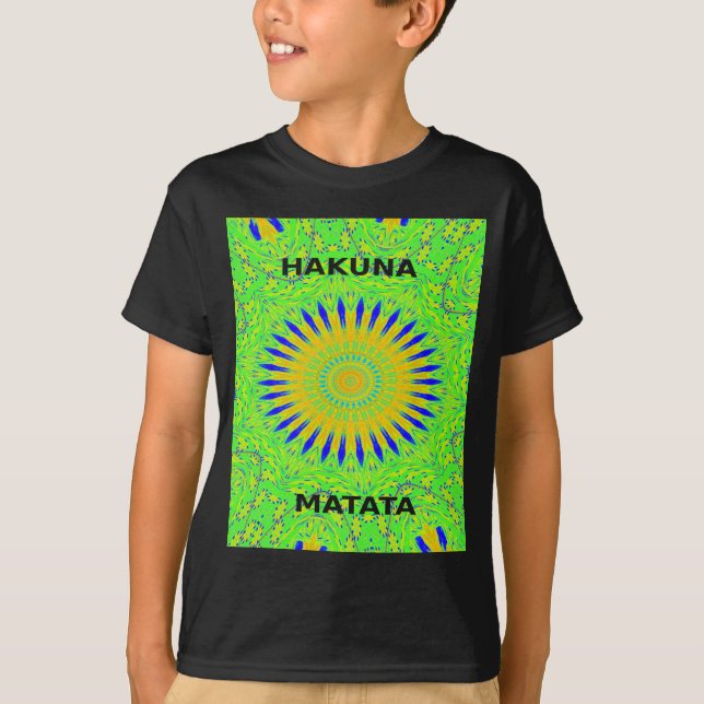 African Motif Design in Green and Gold Art Print T-Shirt (Front)