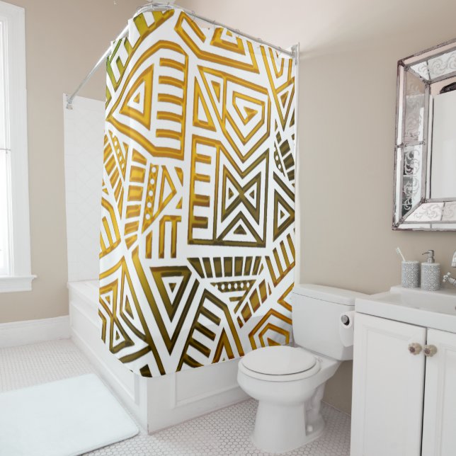 African Motif Digital Graphic Shower Curtain (In Situ)