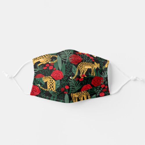 African Motif Jungle Animals Roses Artistic Adult Cloth Face Mask