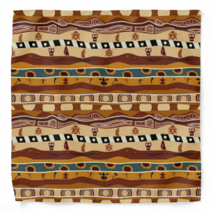 African Motifs Ethnic Art Earth Tone Bandana