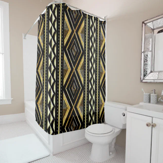 African Mud Cloth Geometric Shower Curtain | Zazzle