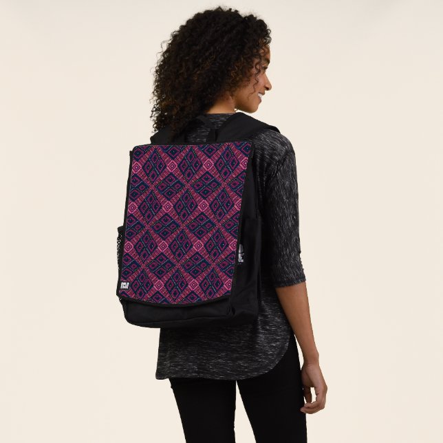 African Mud Cloth Inspired | Diamond Pattern Backpack (Worn)
