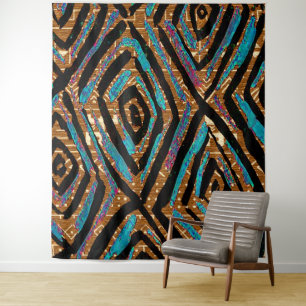African Mud Cloth Motif Print Tapestry