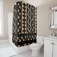 African Mud Cloth Motif Shower Curtain