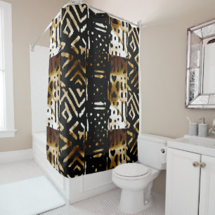 African Mud Cloth Print Shower Curtain