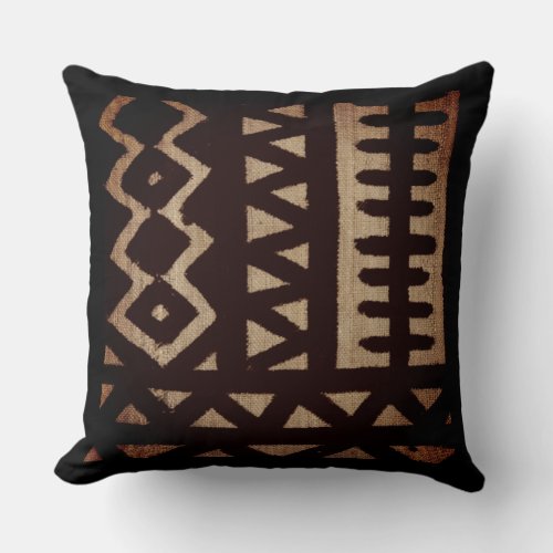 African Mud Cloth Print Throw Pillow