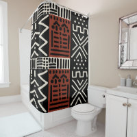 African Mud Cloth Shower Curtain Design