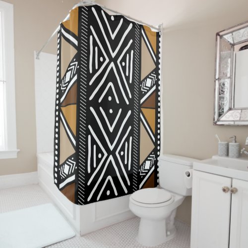 African  Mud Cloth Shower Curtain Design