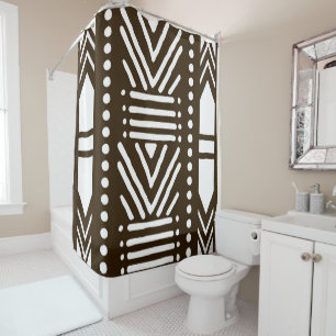 African Mud Cloth Shower Curtain Design