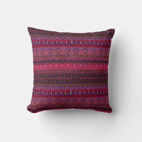 African Mud Cloth Style  Boho Throw Pillow