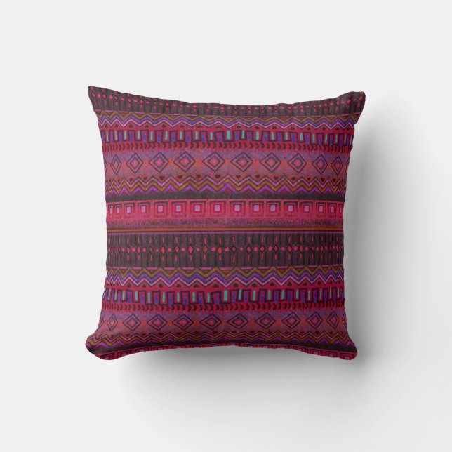 African Mud Cloth Style | Boho Throw Pillow (Front)