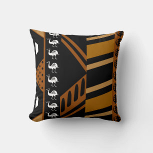 African Mudcloth Bogolan Design Throw Pillow