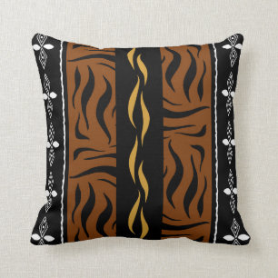African Mudcloth Bogolan Fabric Design Throw Pillo Pillow