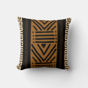 African Mudcloth Bogolan Fabric Design Throw Pillo Pillow