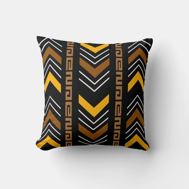 African Mudcloth Bogolan Fabric Design Throw Pillo Pillow (Front)