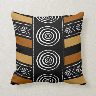 African Mudcloth Bogolan Fabric Design Throw Pillo Pillow