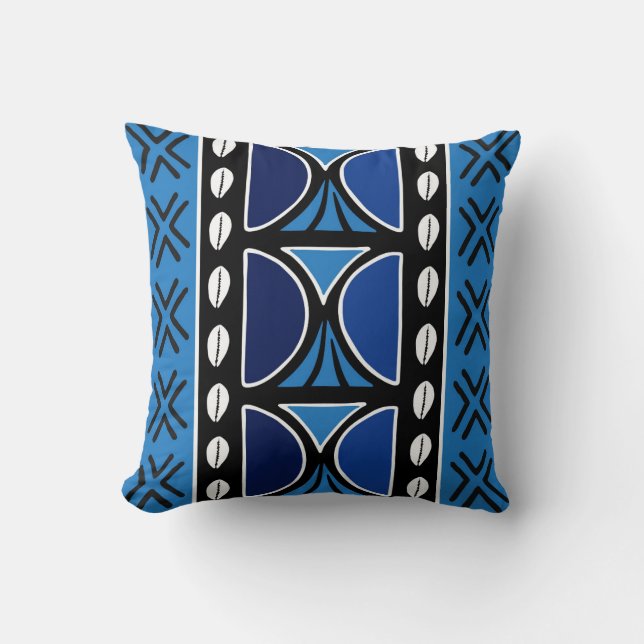 African Mudcloth Bogolan Fabric Design Throw Pillo Pillow (Front)