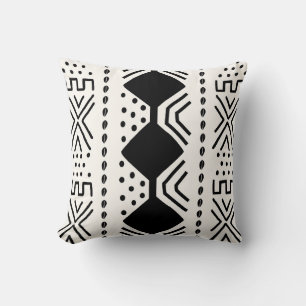 African Mudcloth Bogolan Fabric Design Throw Pillo Pillow
