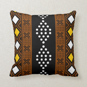 African Mudcloth Bogolan Fabric Design Throw Pillo Pillow