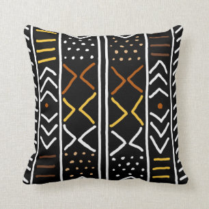 African Mudcloth Bogolan Fabric Design Throw Pillo Throw Pillow
