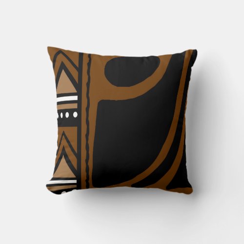 African Mudcloth Bogolan Fabric Design Throw Pillo Throw Pillow