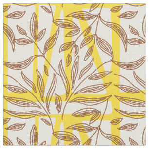 African mudcloth contrast botanical yellow brown  fabric