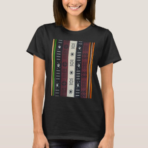 African Mudcloth Cowrie Shell Multicolor Stripes 1 T-Shirt