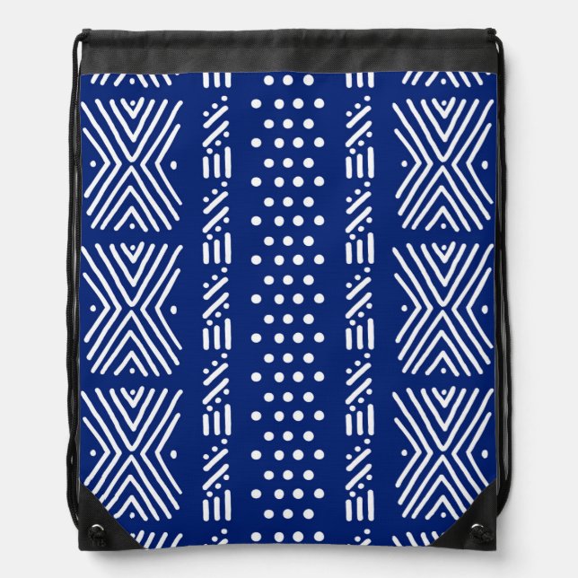 African Mudcloth Drawstring Backpack (Front)