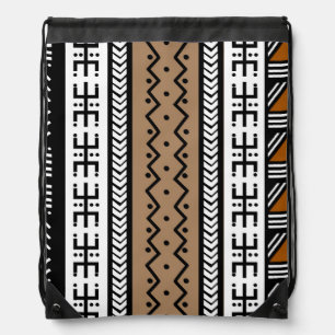 African Mudcloth Drawstring Backpack