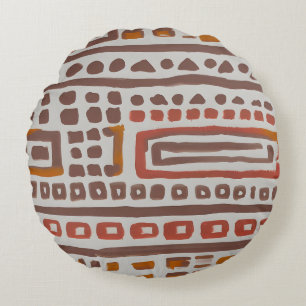 African Mudcloth Ethnic Pattern Round Pillow