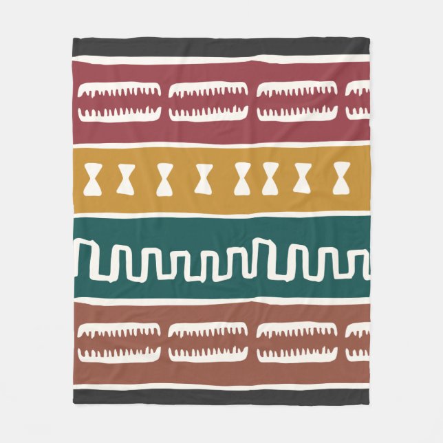 African Mudcloth Rastafarian Fleece Blanket (Front)