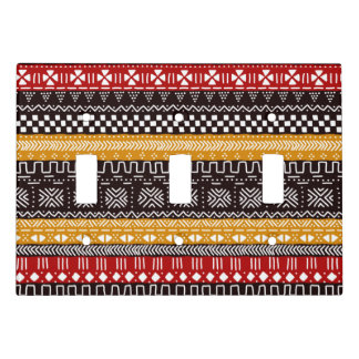 African Mudcloth Style Red Black & Gold Ethnic Light Switch Cover