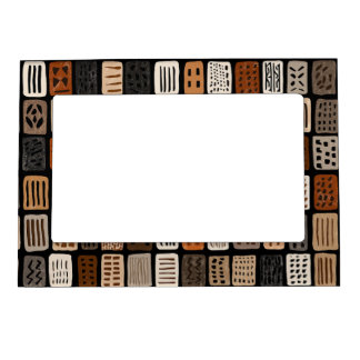 African mudcloth textile designs in a grid magnetic frame