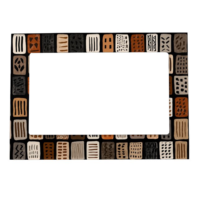 African mudcloth textile designs in a grid magnetic frame (Front)