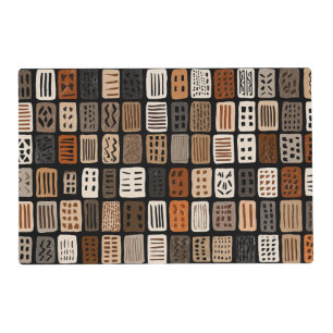 African mudcloth textile designs in a grid placemat
