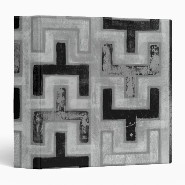 African Mudcloth Textile with Geometric Patterns 3 Ring Binder (Front/Spine)