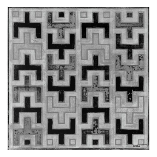 African Mudcloth Textile with Geometric Patterns Acrylic Print (Front)
