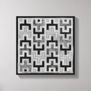 African Mudcloth Textile with Geometric Patterns Canvas Print