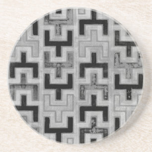 African Mudcloth Textile with Geometric Patterns Drink Coaster