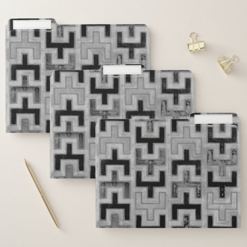 African Mudcloth Textile with Geometric Patterns File Folder