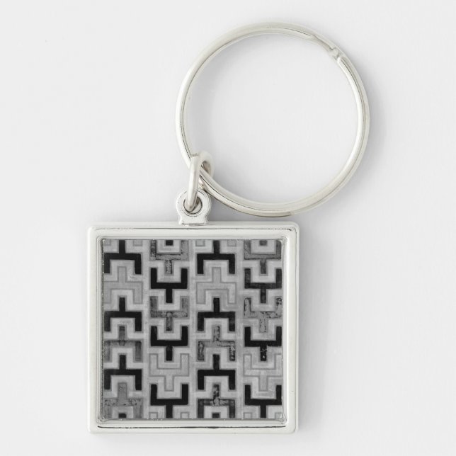 African Mudcloth Textile with Geometric Patterns Keychain (Front)