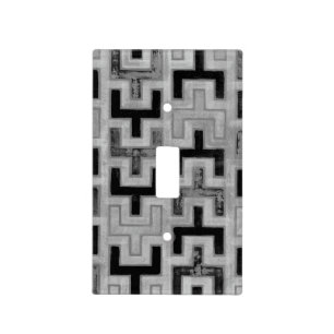 African Mudcloth Textile with Geometric Patterns Light Switch Cover