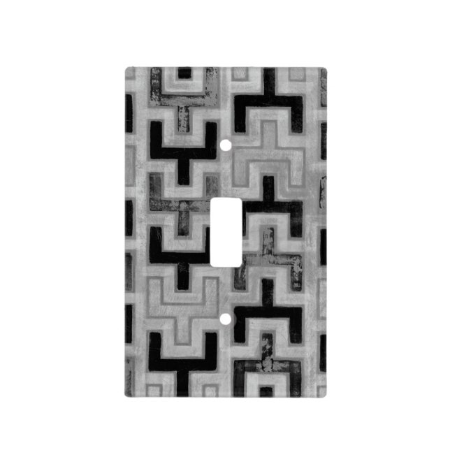 African Mudcloth Textile with Geometric Patterns Light Switch Cover (Front)