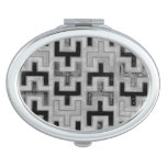 African Mudcloth Textile with Geometric Patterns Mirror For Makeup