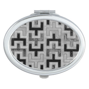 African Mudcloth Textile with Geometric Patterns Mirror For Makeup